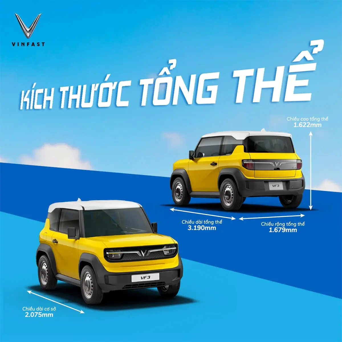 Kích thước tổng thể VinFast VF 3